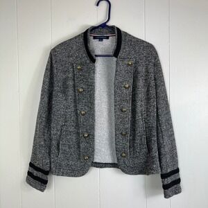 Tommy Hilfiger Size‎ XL Band Jacket Military Buttons Open Front Gray Petite